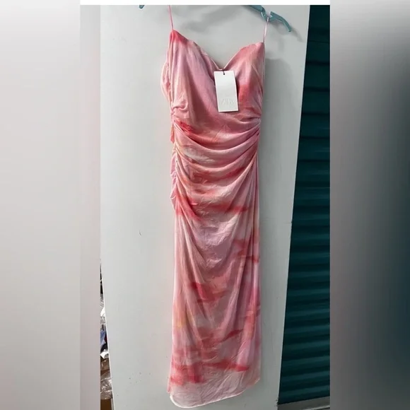 Zara Strapless Pink and White Dress - Picture 7 of 9